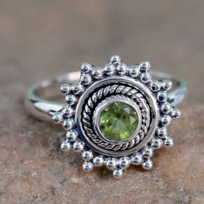 Lime Princess Peridot solitaire ring