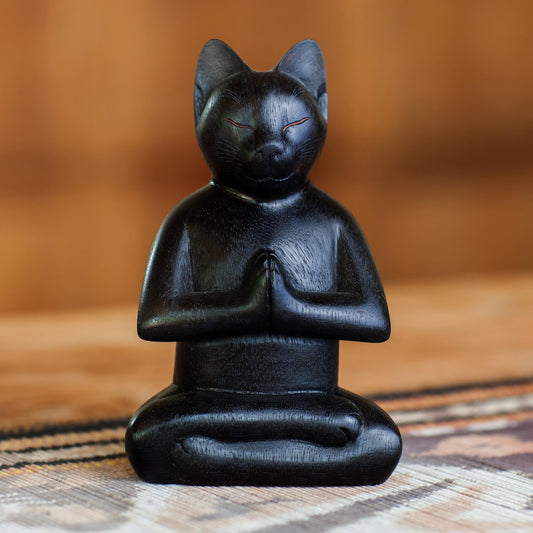 Black Cat In Deep Meditation Sculpture