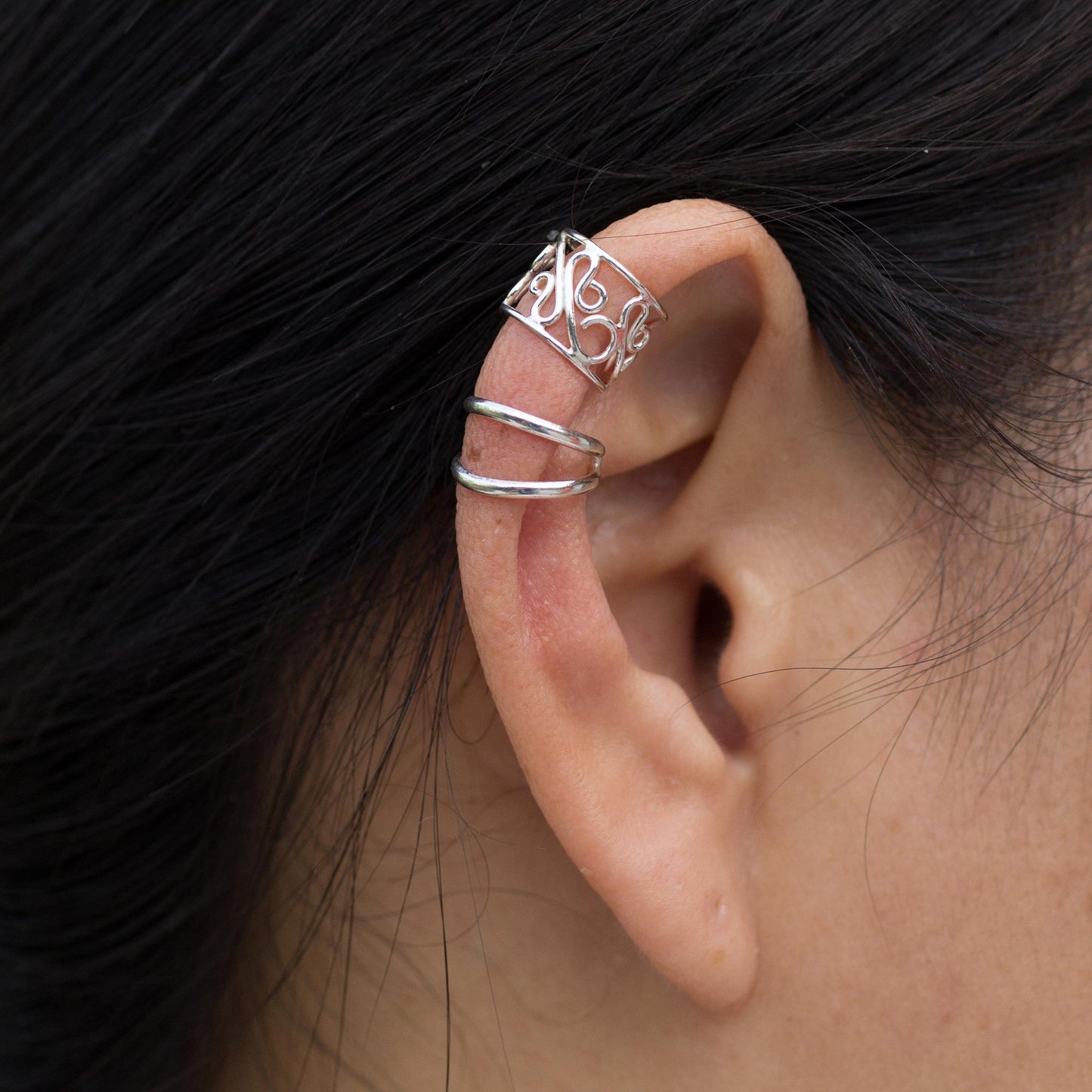 Sleek Filigree Ear Cuff Earrings