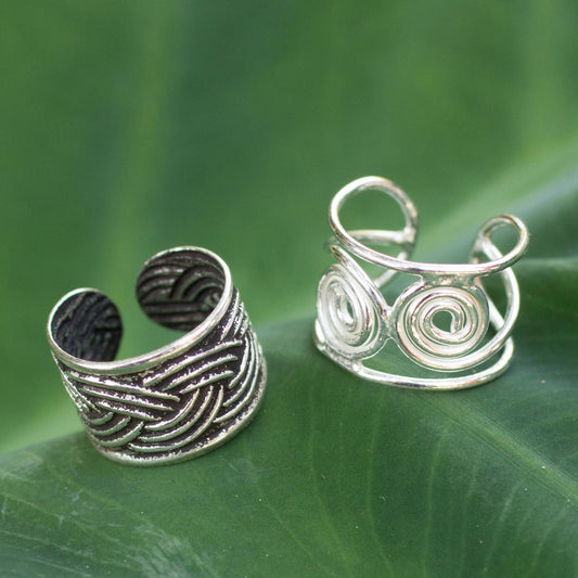 Contrasts Adjustable Sterling Silver Ear Cuffs