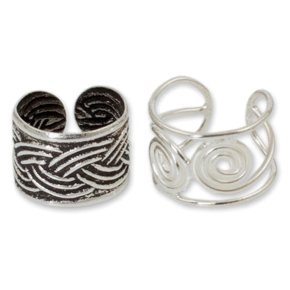 Contrasts Adjustable Sterling Silver Ear Cuffs