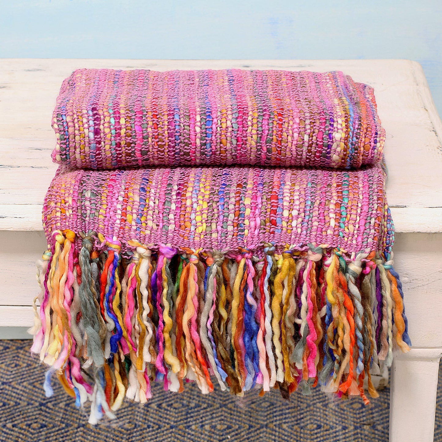 Colorful Rainbow Woven Throw Blanket
