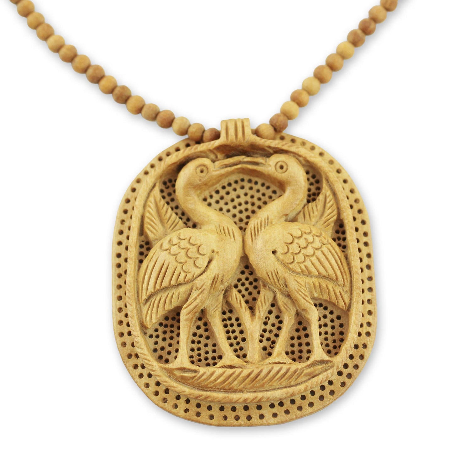 Swan Kiss Wood pendant necklace