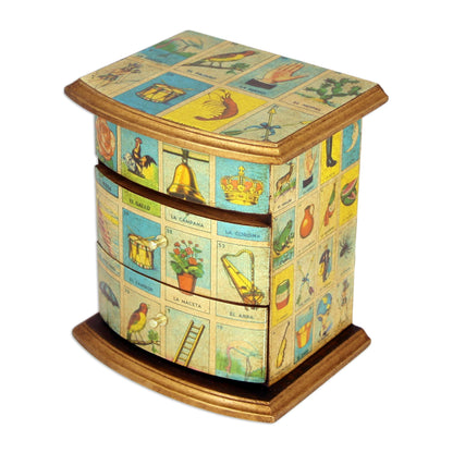 Mexican Loteria Mexican Bingo Decoupage on Wood Jewelry Box