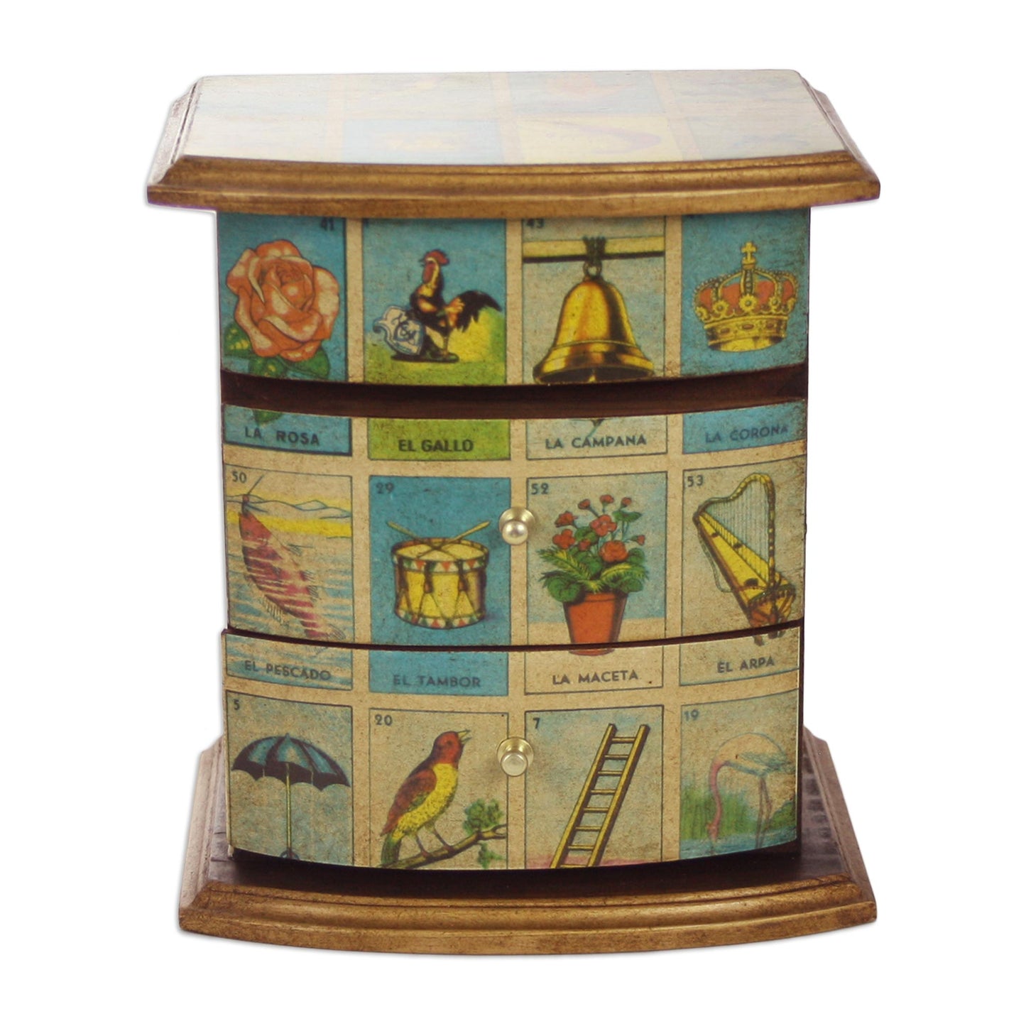 Mexican Loteria Mexican Bingo Decoupage on Wood Jewelry Box