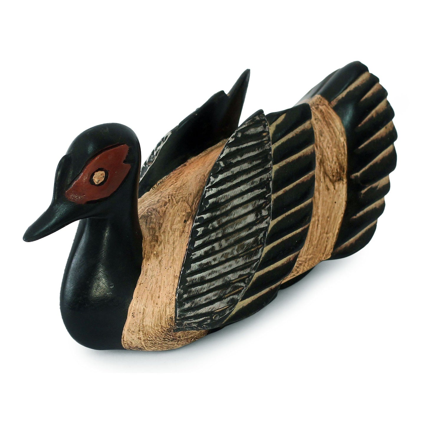 Handcrafted Sese Wood Duck Sculpture