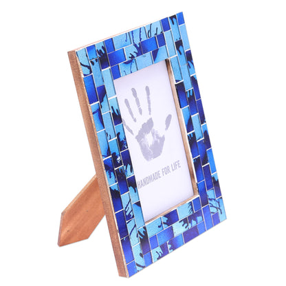 Silver Beach Mosaic Wood & Glass Picture Frame