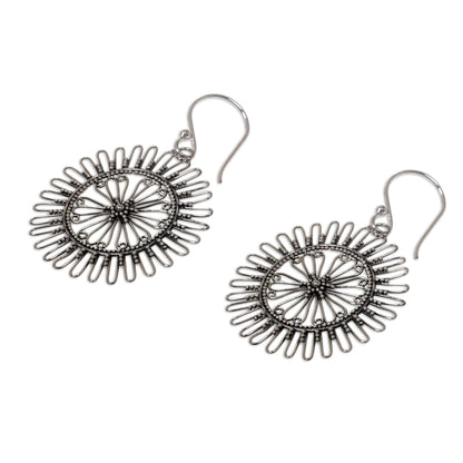 Dazzling Suns Handmade Sterling Silver Dangle Earrings