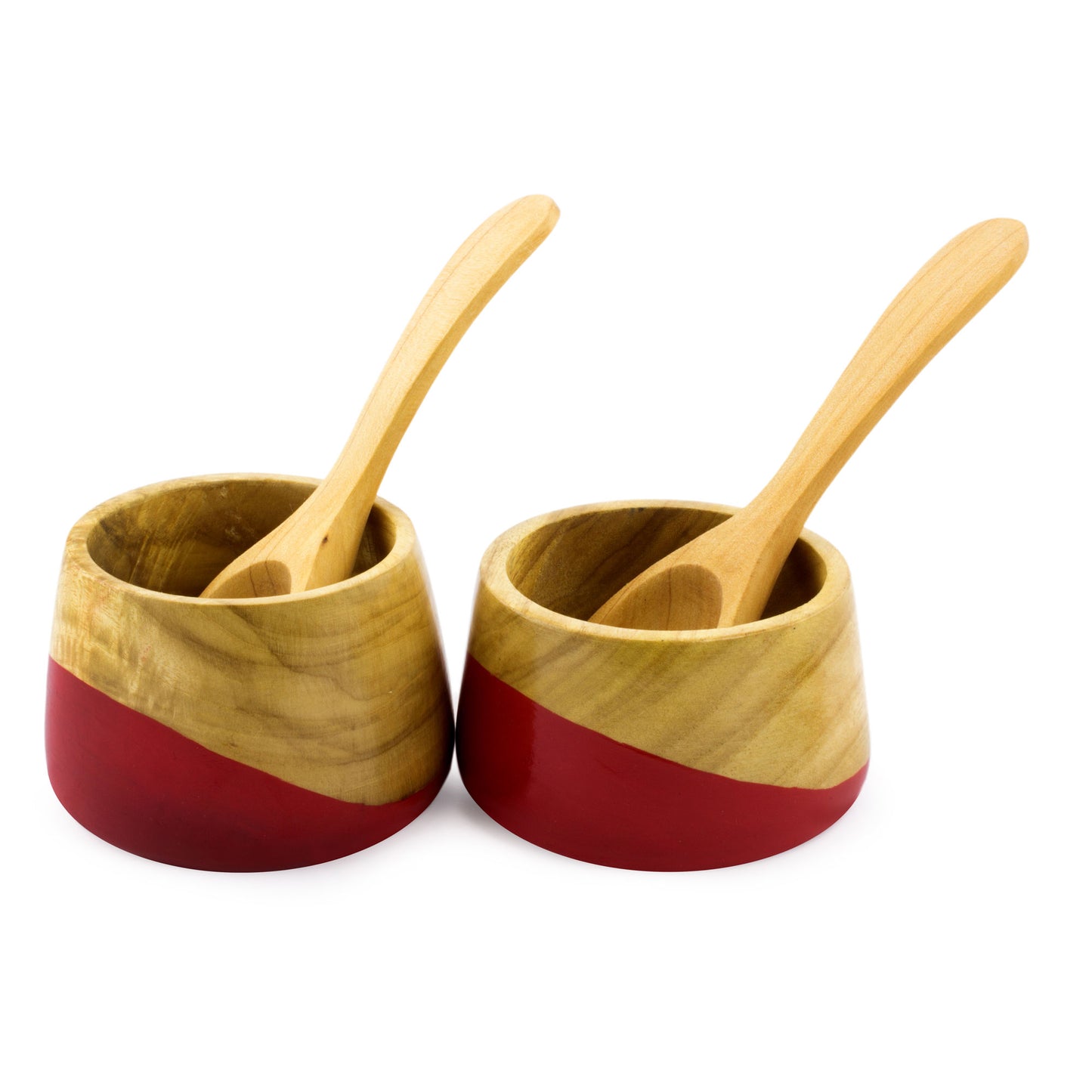 Spicy Red Salsa Bowls and Spoons Hand Crafted (pair)