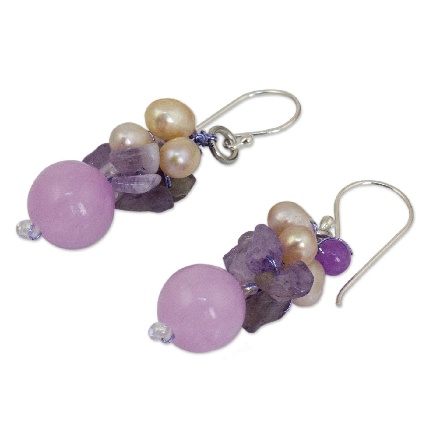 Lavender Gemstone & Pearl Beaded Earrings