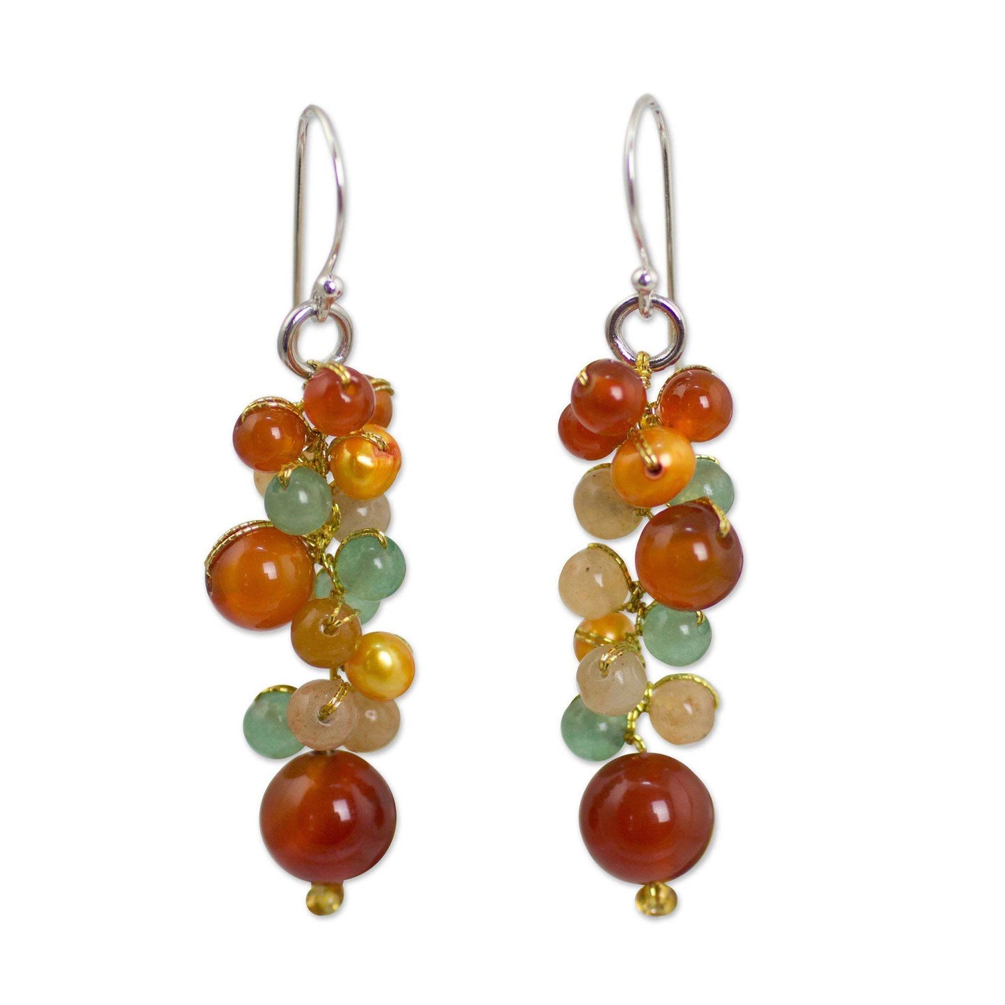 Golden Vineyard Gemstone & Pearl Earrings