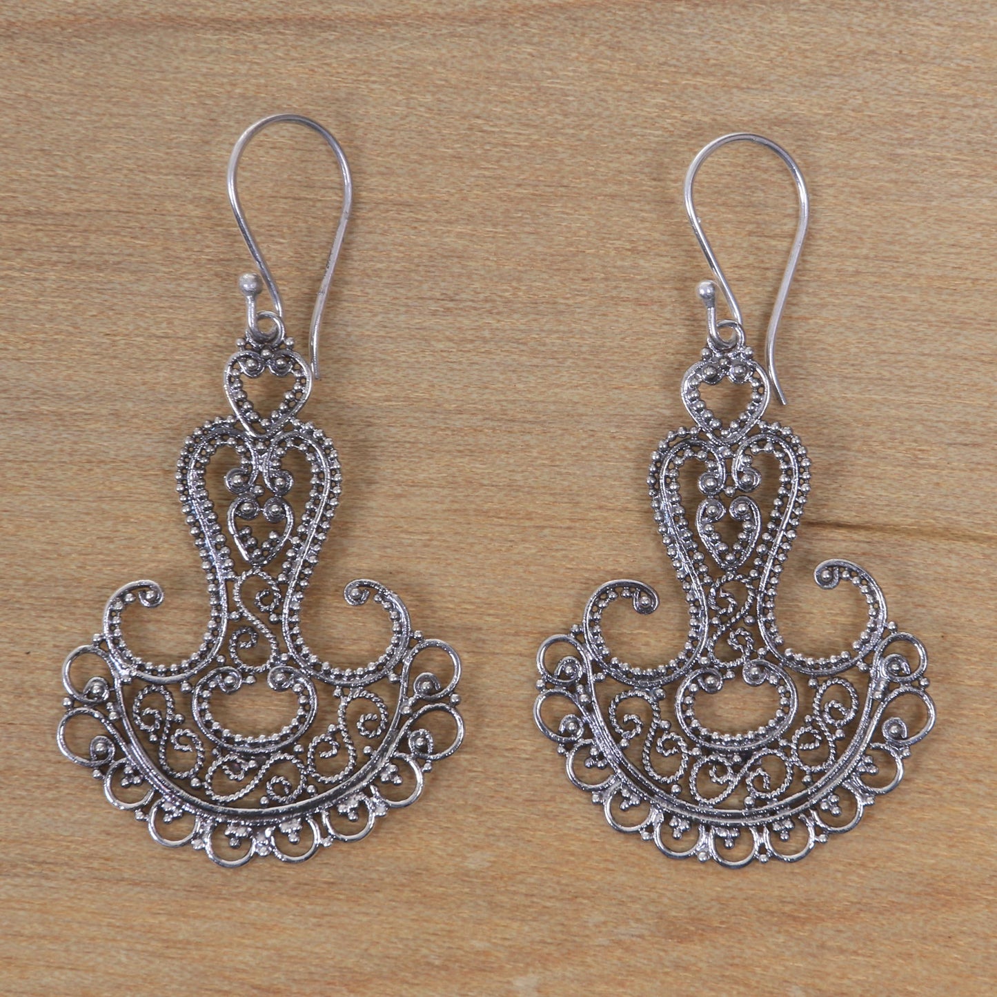 Benoa Anchor Sterling silver filigree earrings