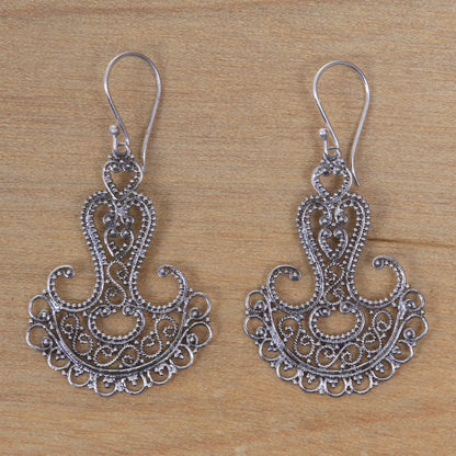 Benoa Anchor Sterling silver filigree earrings