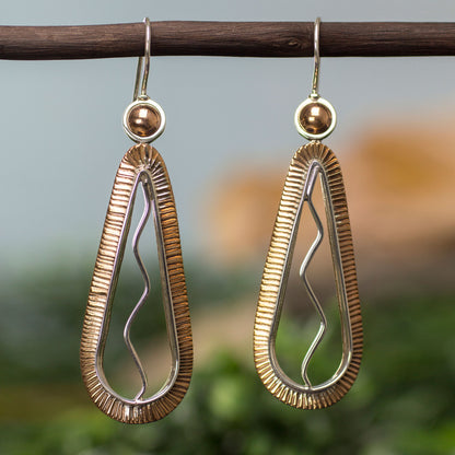 Aura Silver & Copper Dangle Earrings
