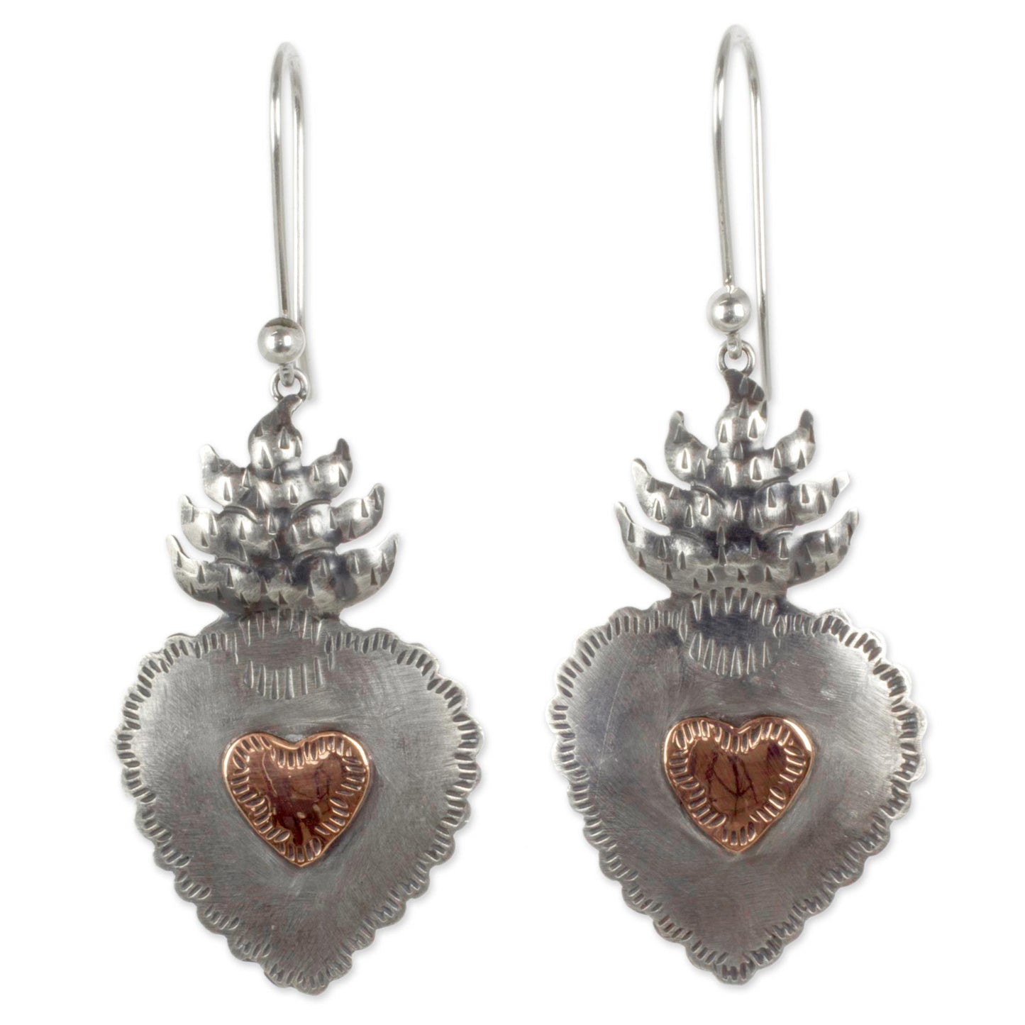 My Sweet Hearts Sterling Silver Artisan Crafted Earrings with Copper Hearts