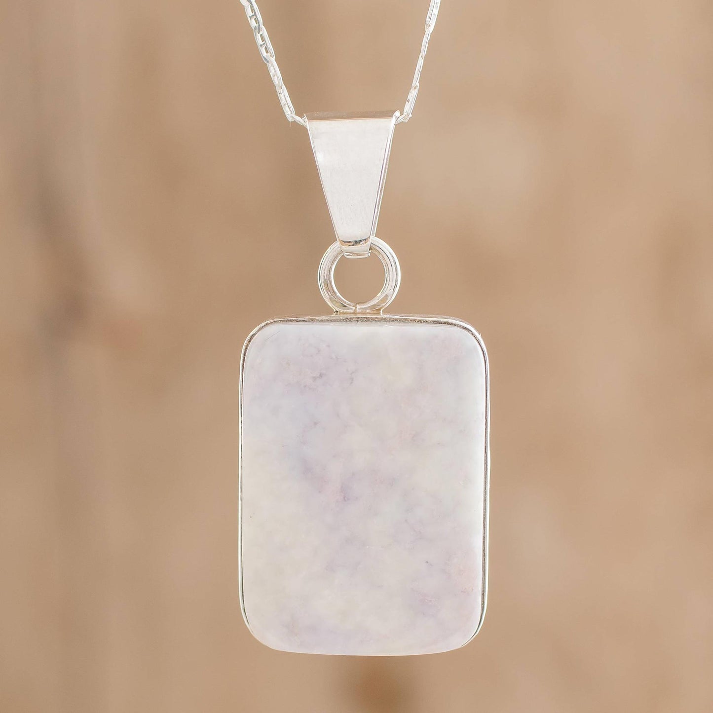 Lilac Maize God Reversible Lilac Jade and Silver Necklace