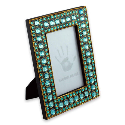 Aqua Glitz Dazzling Aqua Photo Frame from India (4x6)