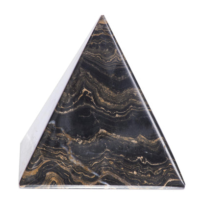 Life's Essence Natural Gemstone Pyramid Stromatolite Fossil Sculpture