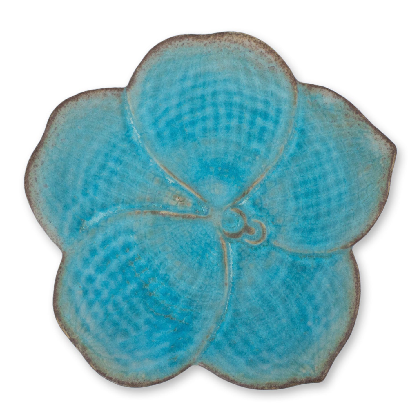 Turquoise Vanda Handmade Floral Celadon Ceramic Salad Plate