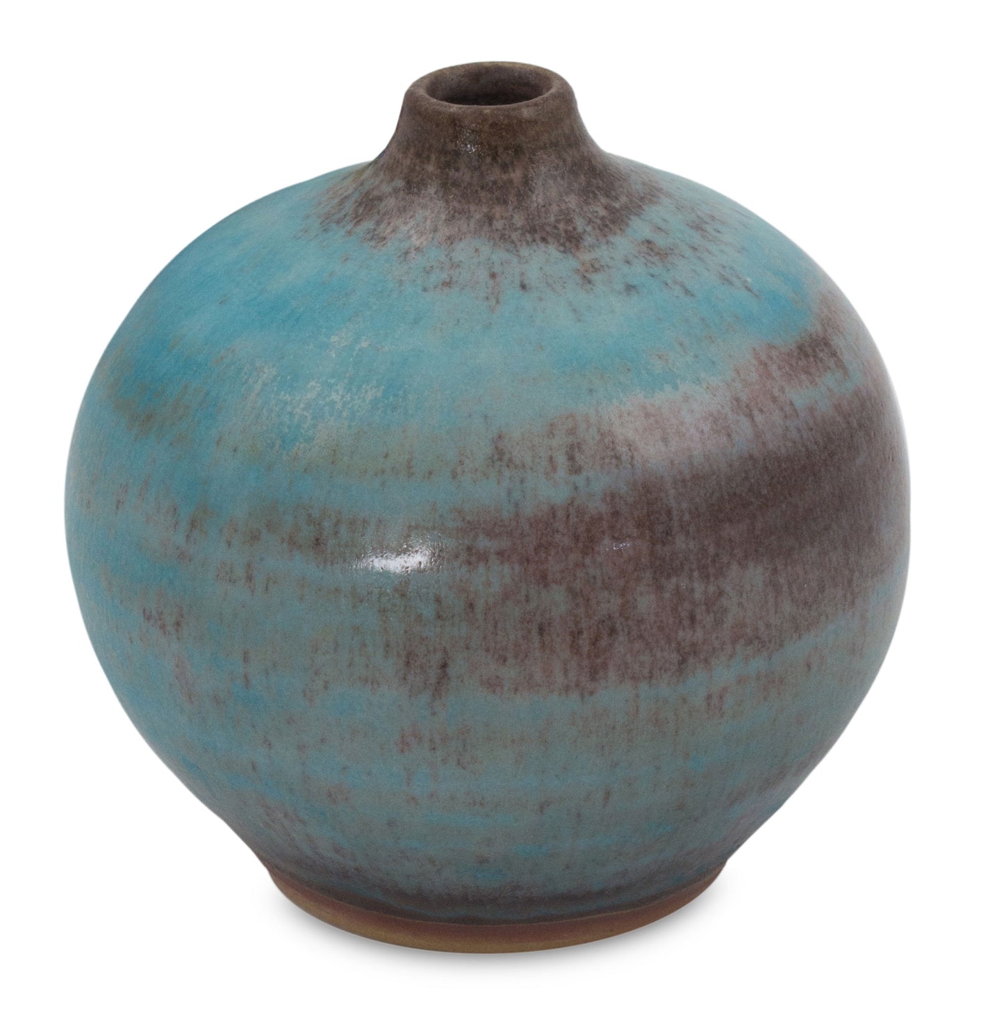 Turquoise Realm Blue & Earth Tone Round Ceramic Vase