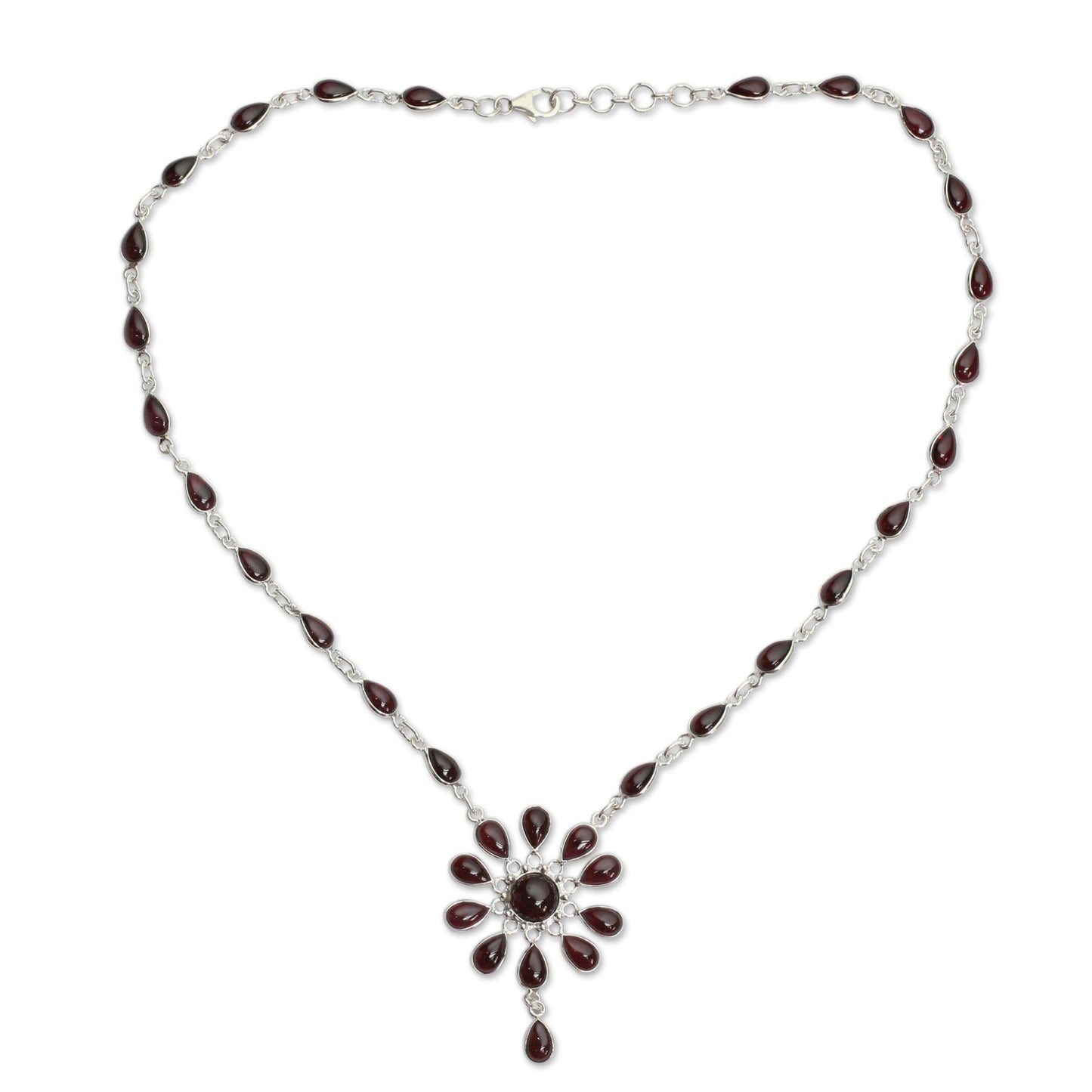 Crimson Allure Garnet & Silver Necklace