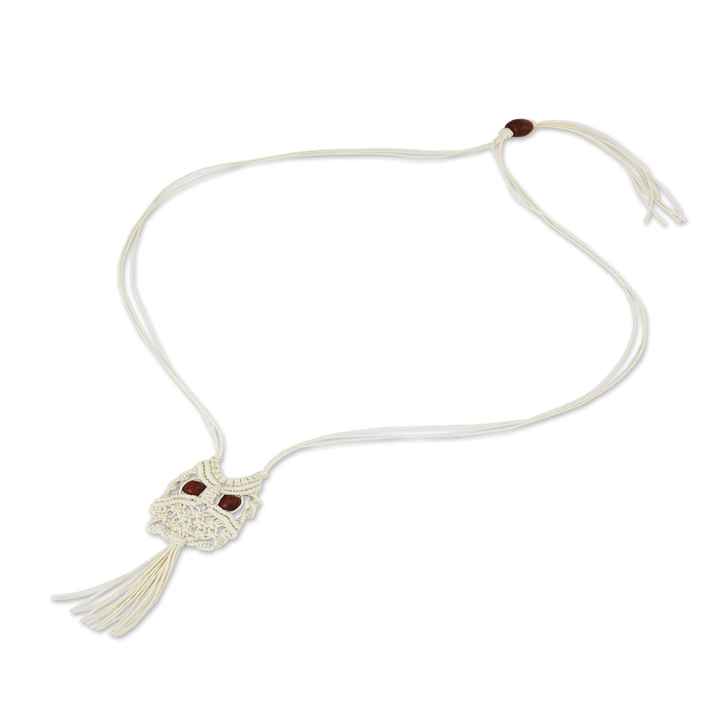 White Owl Handcrafted Thai Macrame Bird necklace