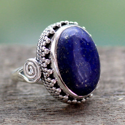 NOVICA - Handcrafted Lapis Lazuli & Sterling Silver Cocktail Ring