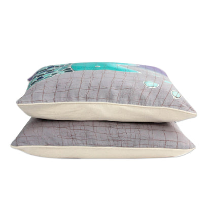 Lucky Thai Fish Handmade Cotton Batik Cushion Covers (Pair)