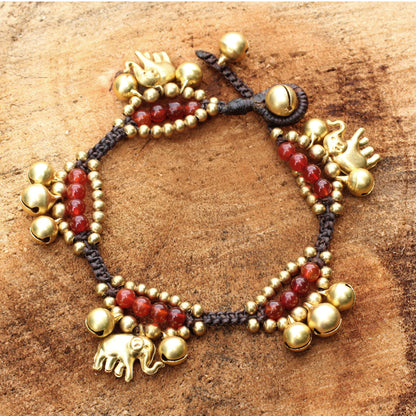 Fortune's Melody Carnelian Brass Beaded Bracelet