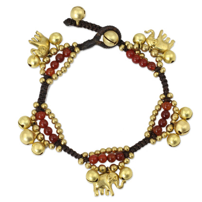 Fortune's Melody Carnelian Brass Beaded Bracelet