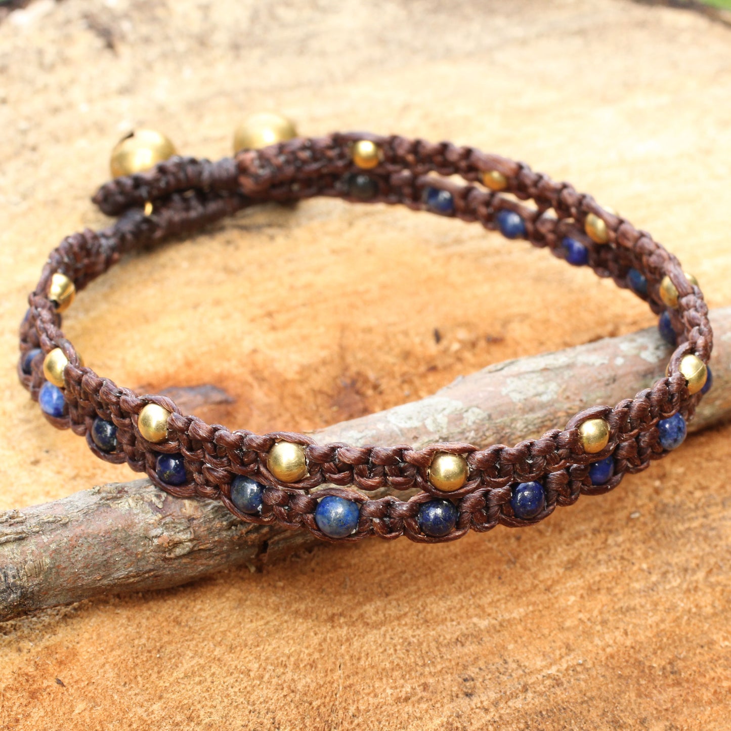 Blue Boho Chic Brass Bracelet