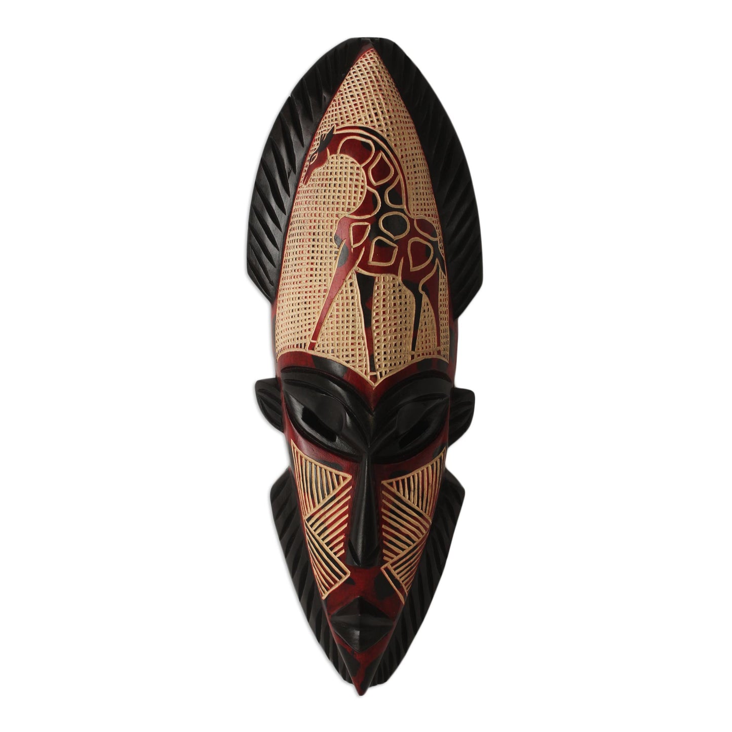 African Giraffe Spirit II Hand Carved Wood Mask