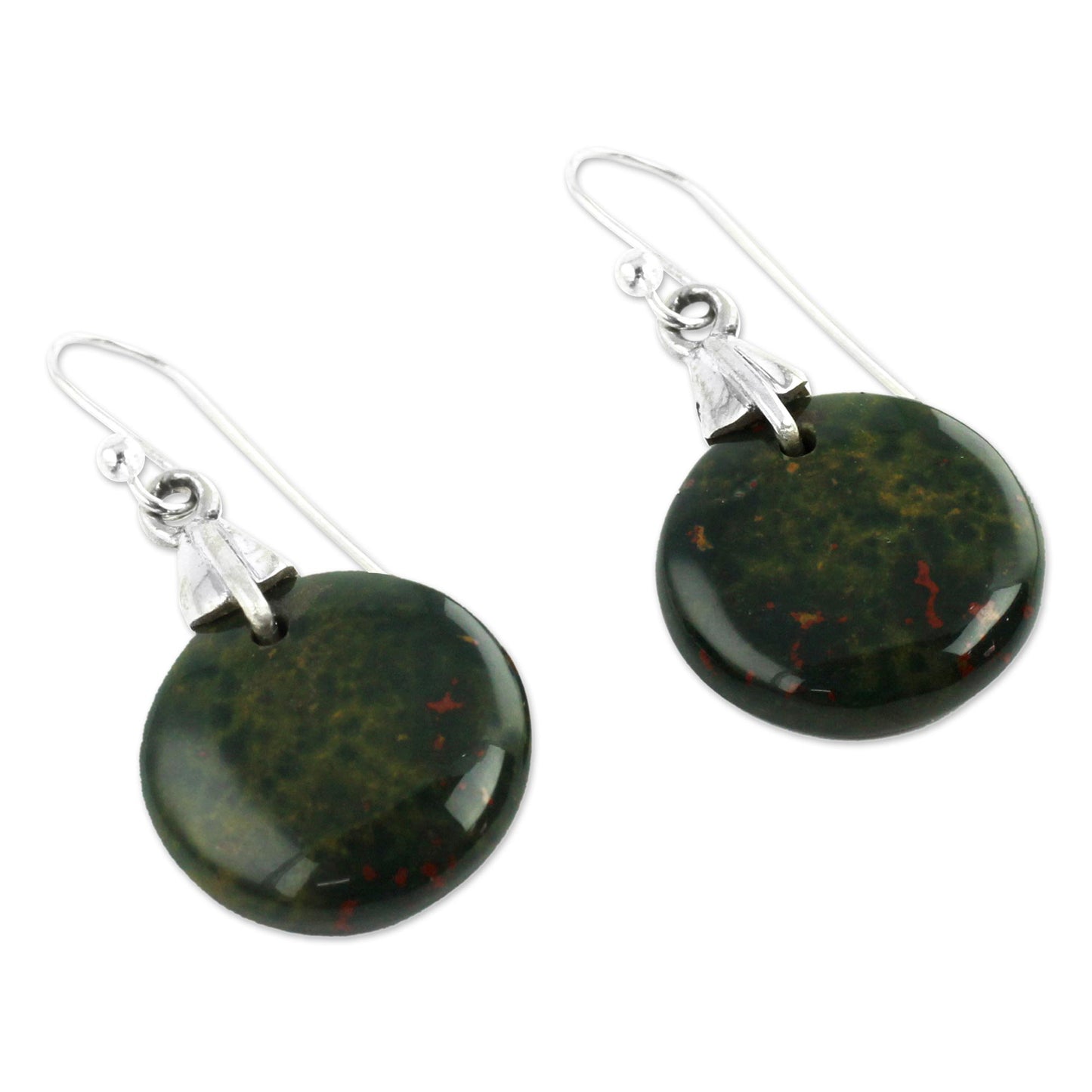 Moon of Justice Bloodstone Sphere Earrings India Artisan Jewelry