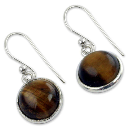 Lucky Hunch Tiger's Eye Silver Dangle Earrings