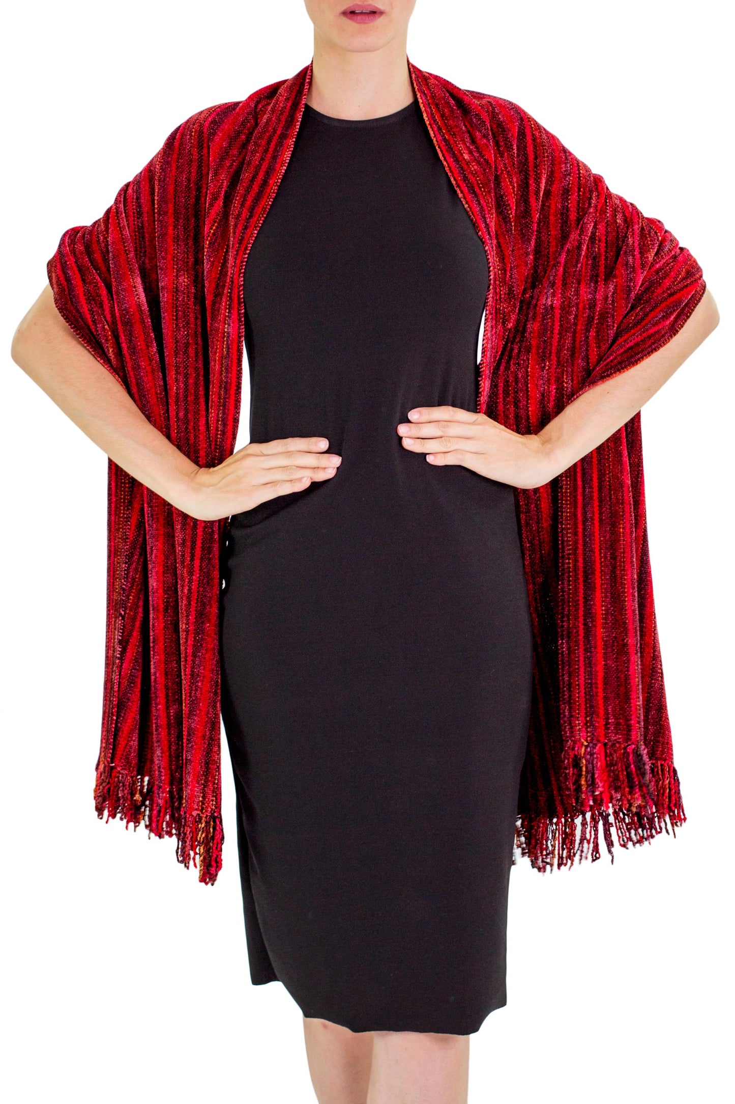 Crimson Fantasy Guatemalan Handcrafted Rayon Chenille Shawl