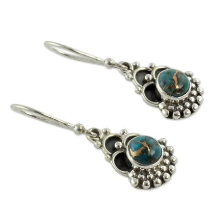 Blue Rapture Sterling Silver Earrings Handcrafted with Blue Turquoise