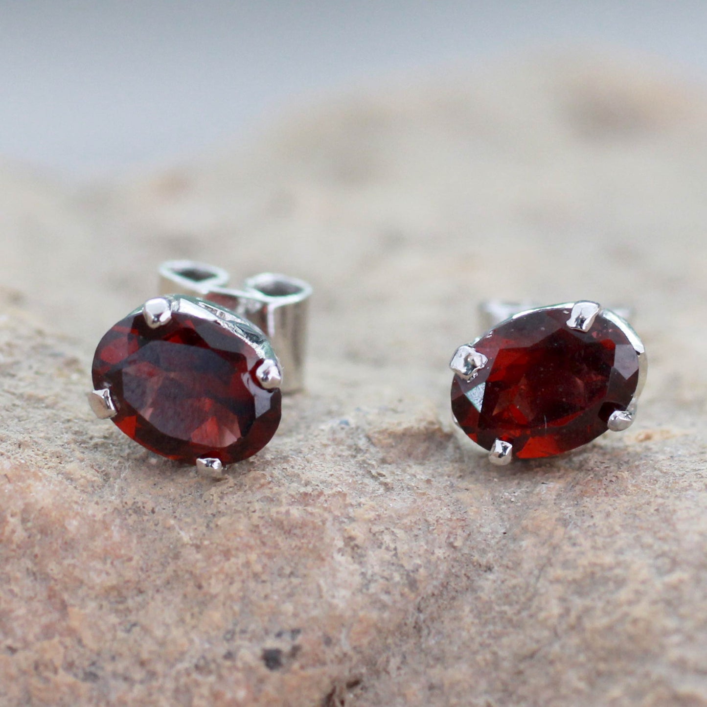 Scintillate Garnet Stud Earrings