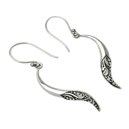 Balinese Chili Pepper Hand Made Sterling Silver Dangle Earrings