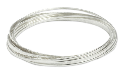 Rippled Water Taxco Sterling Silver Bangle Bracelet