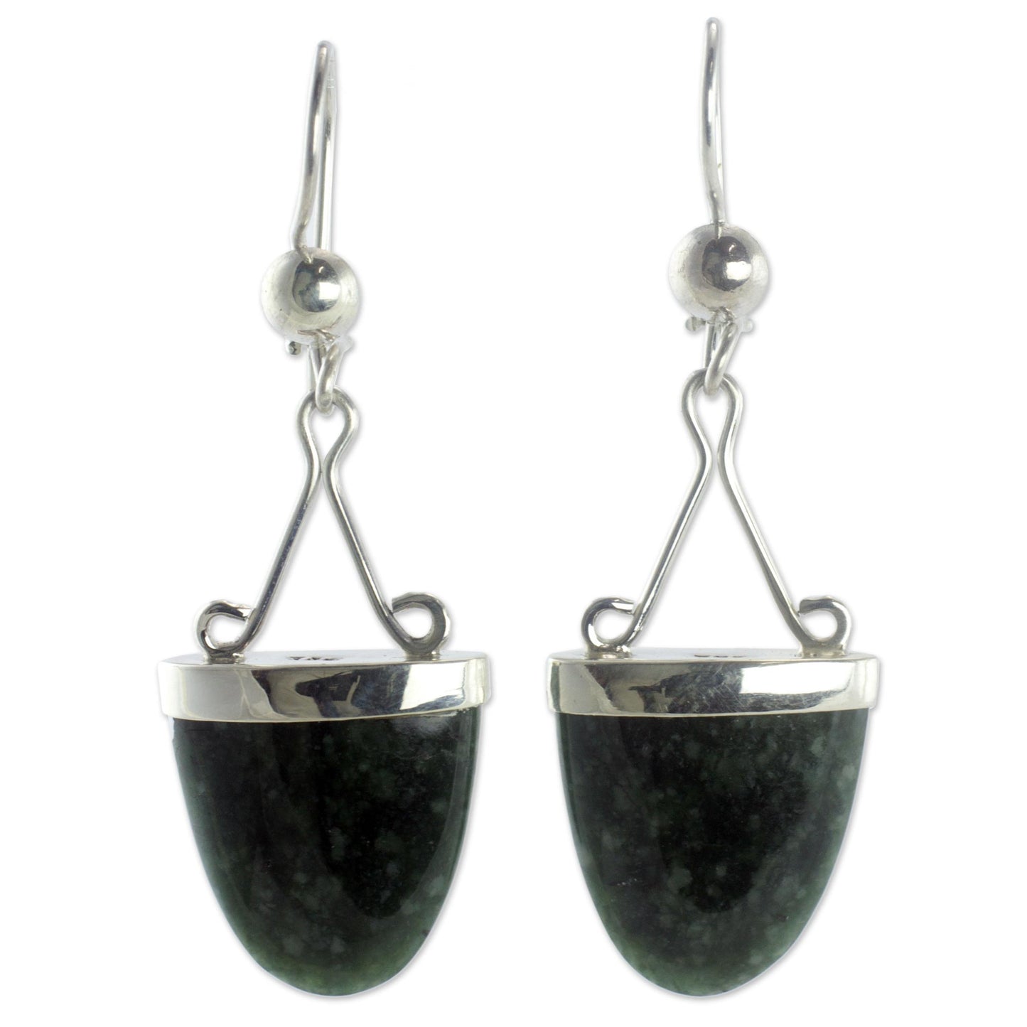 Power of Life Artisan Crafted Jade and Sterling Silver Earrings