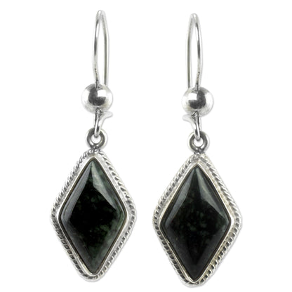 Dark Diamond Guatemalan Dark Green Jade Earrings