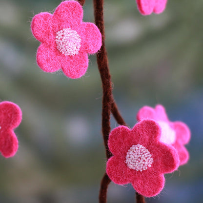 Hot Pink Blossoms Hot Pink Handmade Felt Holiday Garland