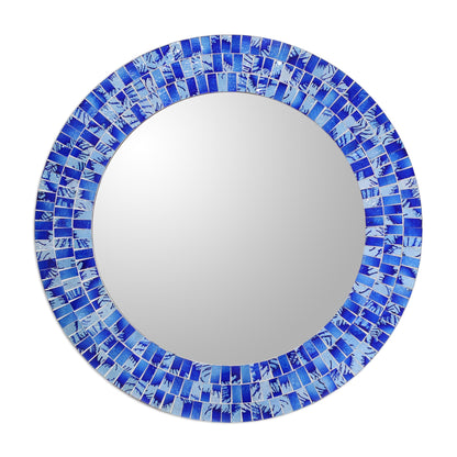 Tropical Fusion Handcrafted Glass Tile Round Wall Mirror