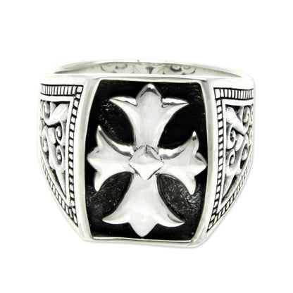 Brave Knight Sterling Silver Cross Ring