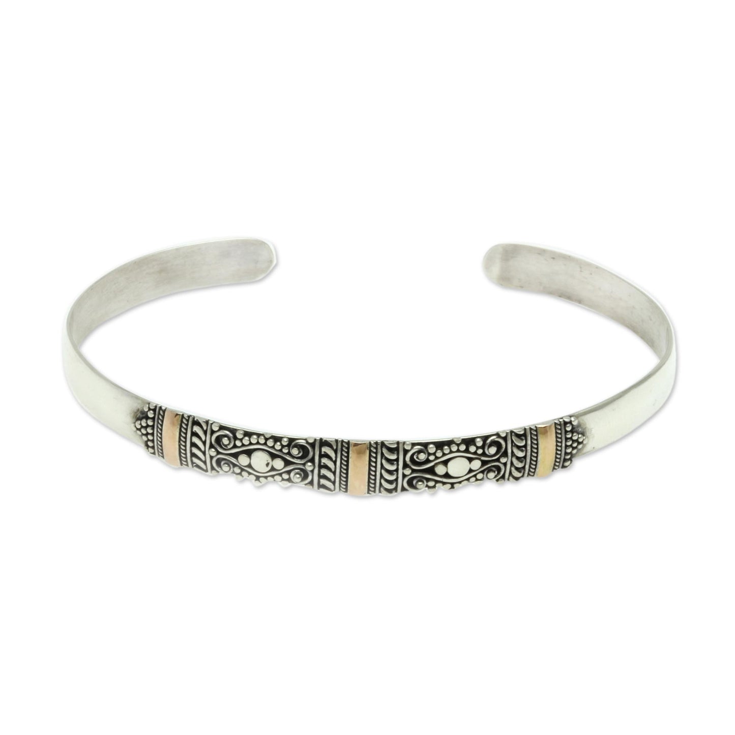 Vine Tendrils Silver Bracelet with 18k Gold Accents