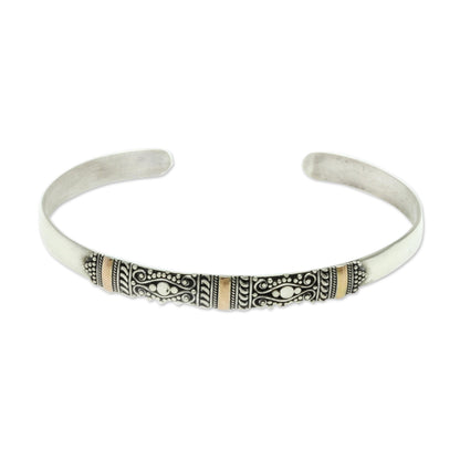 Vine Tendrils Silver Bracelet with 18k Gold Accents