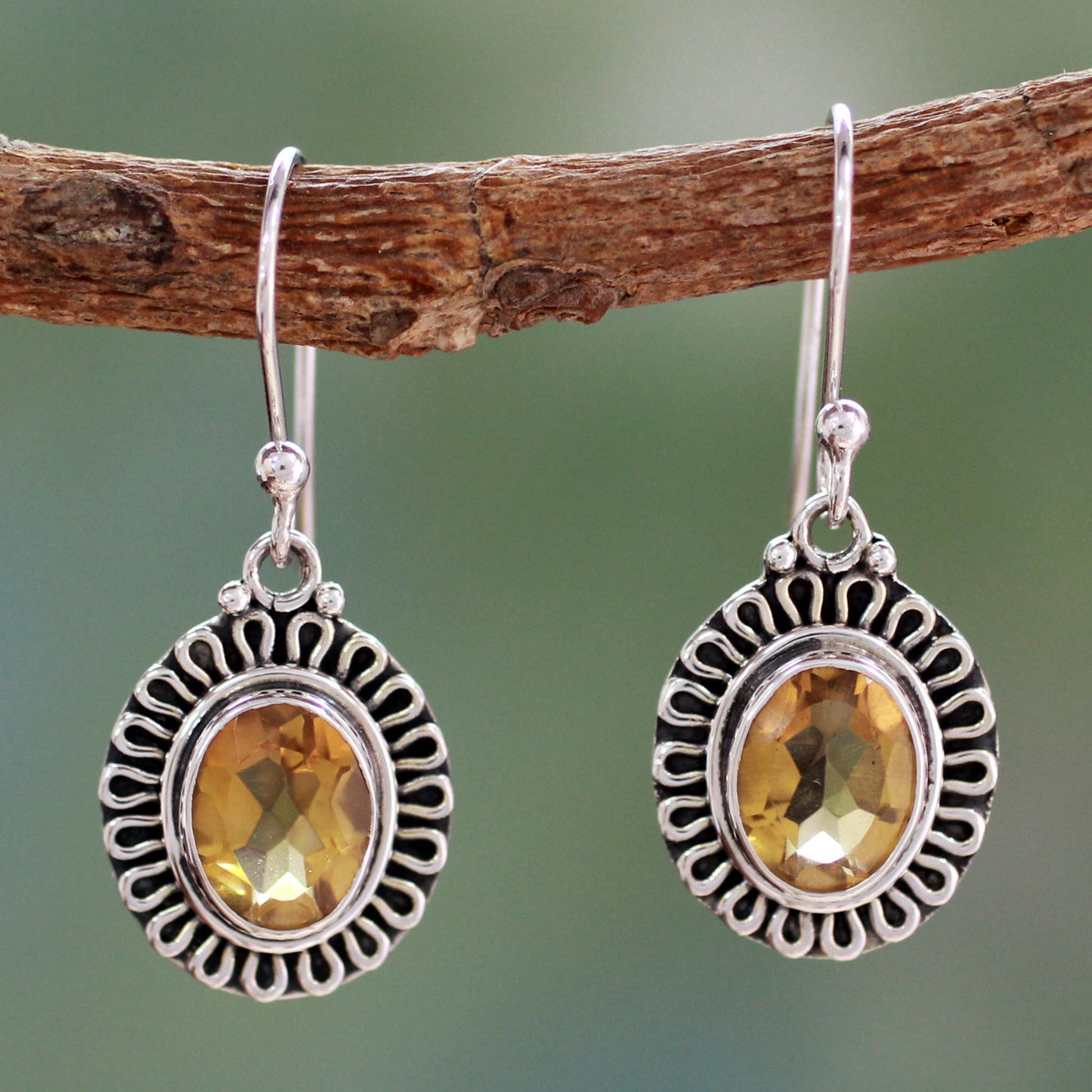 Golden Charm Citrine Dangle Earrings