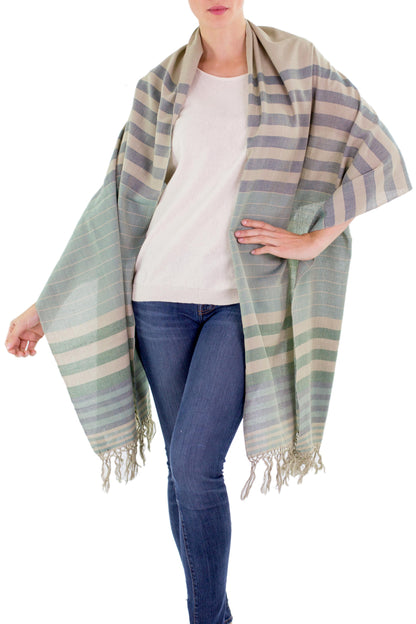 Verdant Comalapa Breeze Handwoven Striped Cotton Shawl