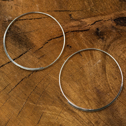 NOVICA - Minimalist Sterling Silver Hoop Earrings