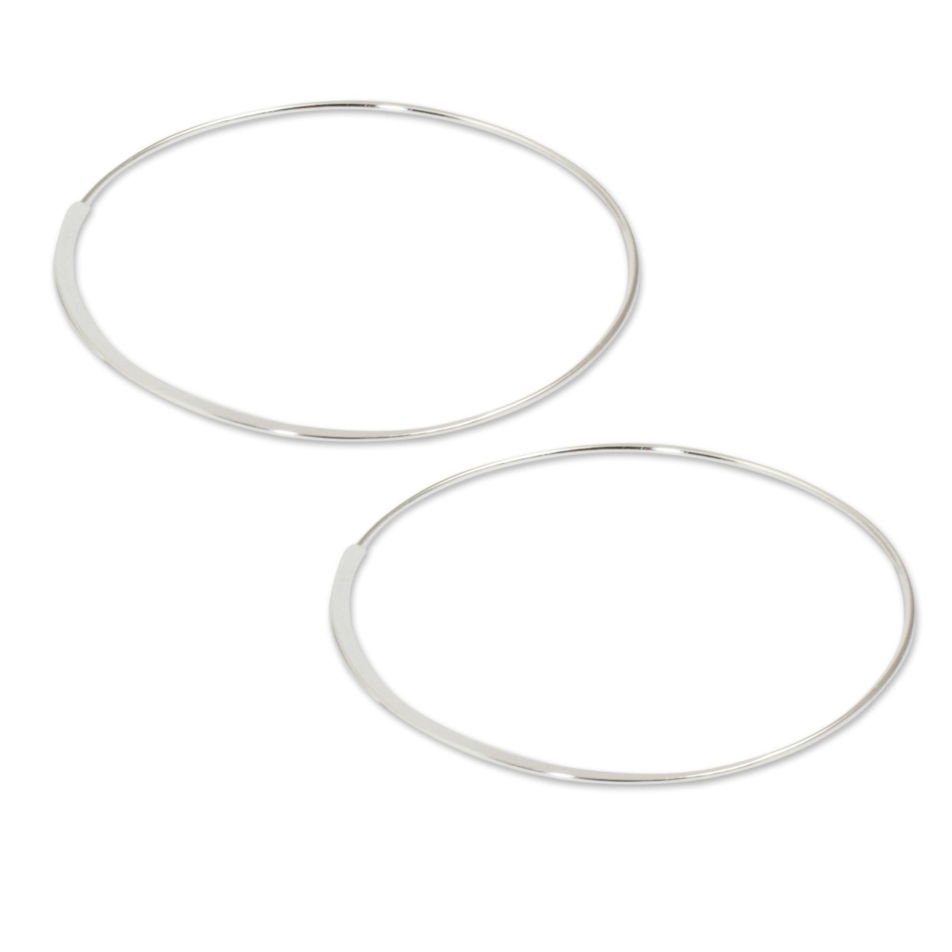 NOVICA - Minimalist Sterling Silver Hoop Earrings